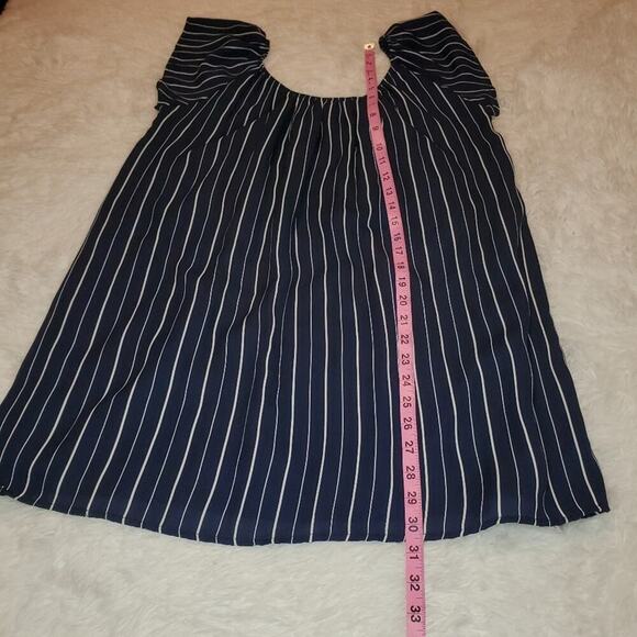 2/$30 Honey Punch Dark Blue Vertical White Stripe  Mini Dress Small - Picture 7 of 9